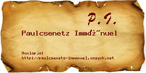 Paulcsenetz Immánuel névjegykártya